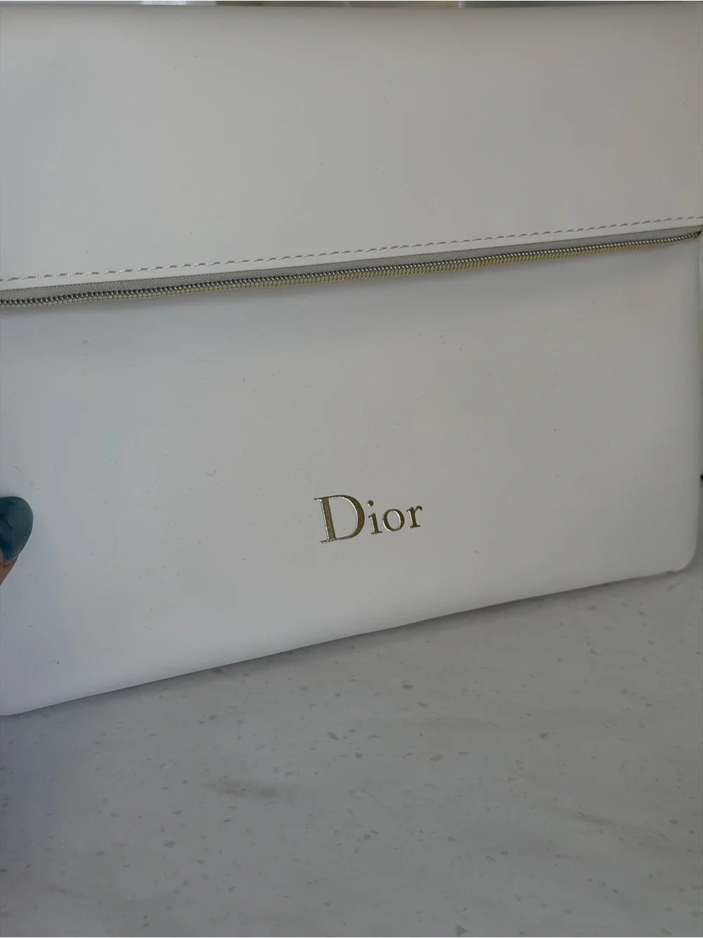 NIB Dior Parfum GWP Cream Fold-Over Clutch Pouch with Gold Logo
